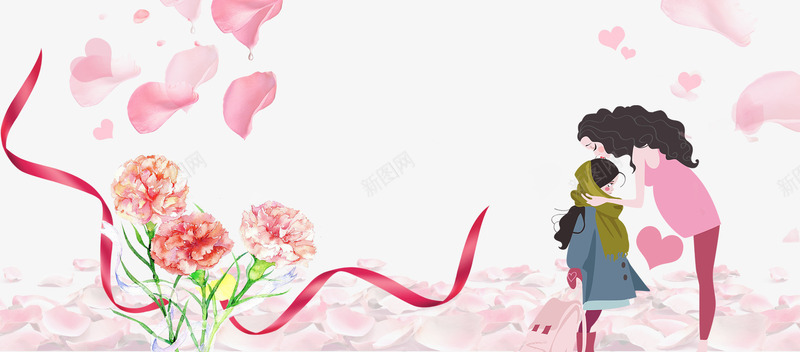 粉色唯美浪漫花朵母亲节海报背景psd_新图网 https://ixintu.com 感恩 母亲节 母爱 海报 粉色 花朵 装饰
