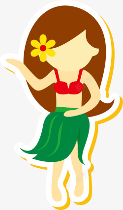 度假符号女生夏威夷风情矢量图高清图片