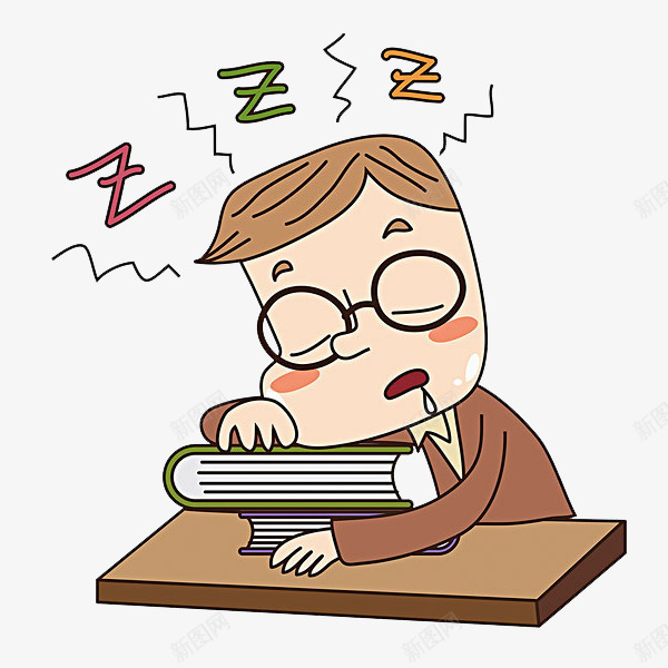 睡觉的男人png免抠素材_新图网 https://ixintu.com 书本 卡通 可爱的 手绘 男人 瞌睡的 简笔