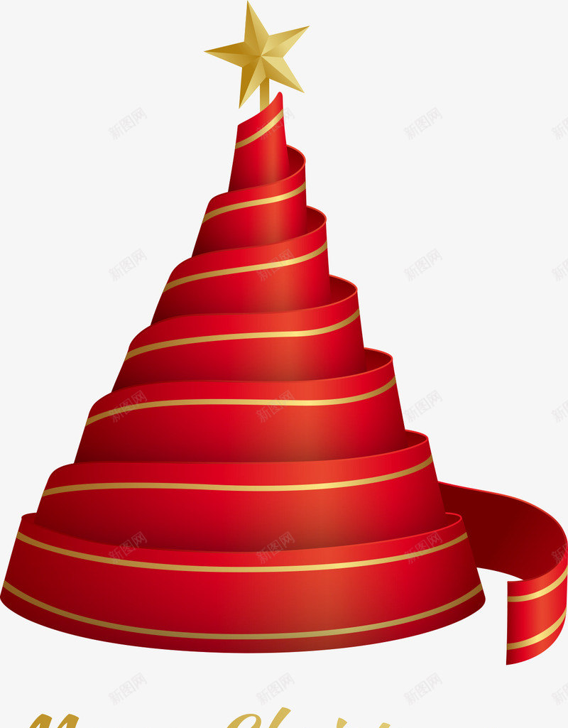 红色丝带圣诞树png免抠素材_新图网 https://ixintu.com 丝带 圣诞 圣诞树 圣诞节 红色丝带