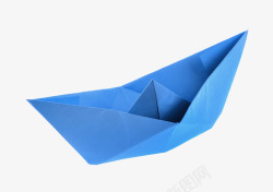 折纸纸船蓝色纸船高清图片
