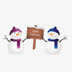 圣诞雪人与木牌素材
