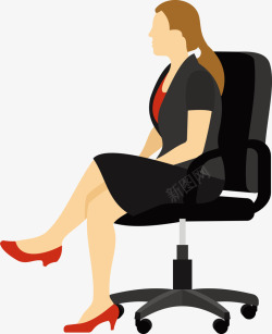 一个商务女士坐在座椅上矢量图素材