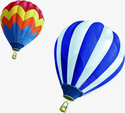 彩色条纹热气球漂浮素材