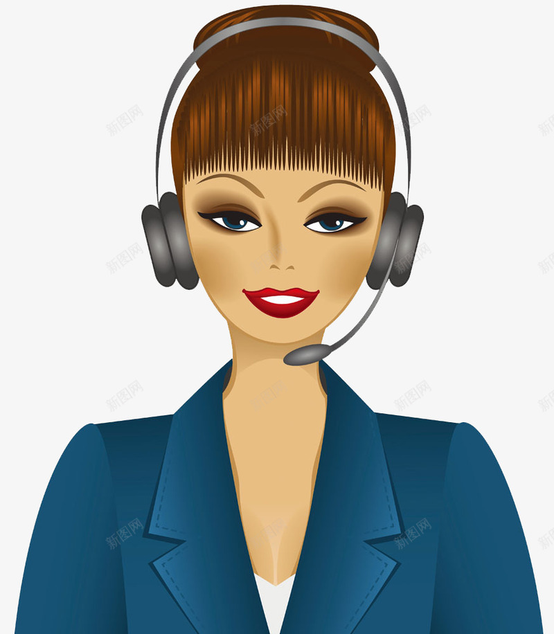 女士电话客服png免抠素材_新图网 https://ixintu.com 卡通 在线客服图标 外国 头戴耳机 女士 客服