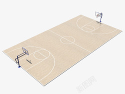 米色木制篮球场地素材