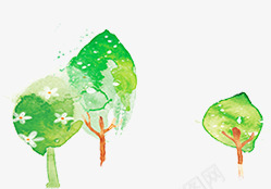 手绘水彩卡通绿色大树装饰png免抠素材_新图网 https://ixintu.com 卡通 大树 水彩 绿色 装饰