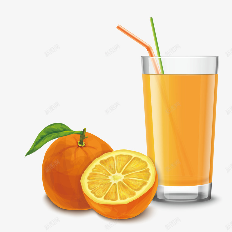 鲜榨橙汁矢量图ai免抠素材_新图网 https://ixintu.com 果汁 橙汁 鲜榨 矢量图