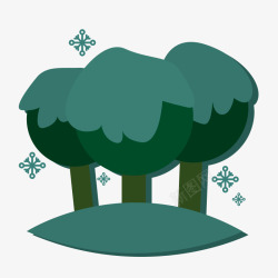 平面大树素材立体大树雪花覆盖手绘绿色卡通树高清图片