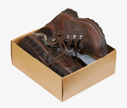 矢量鞋盒子鞋盒里面装着的男士棉鞋高清图片