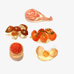 水彩画食品矢量图厨房食品水彩画片高清图片