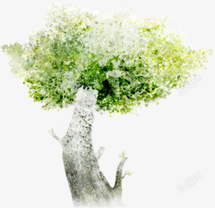 手绘绿色大树漫画造型png免抠素材_新图网 https://ixintu.com 大树 漫画 绿色 造型