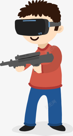 穿戴智能虚拟现实游戏射击人物矢量图高清图片
