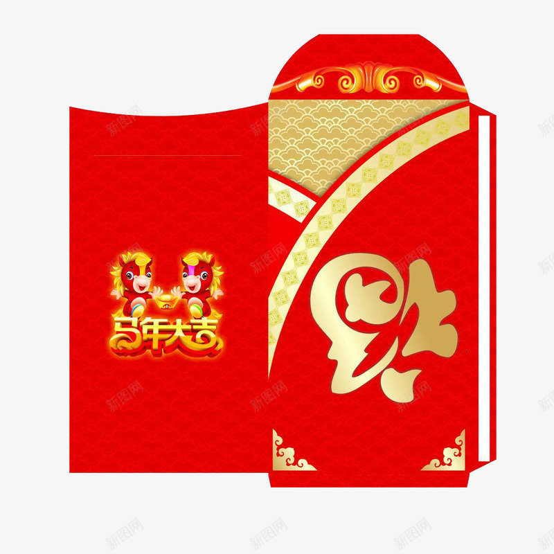 打开的新年红包png免抠素材_新图网 https://ixintu.com 展开图 打开的红包 新年 金色