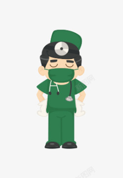 绿色衣服男护士掐腰素材