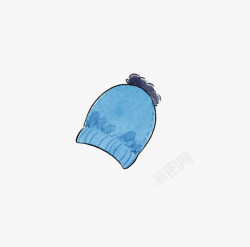 蓝色帽子衣服女装彩绘水墨素材