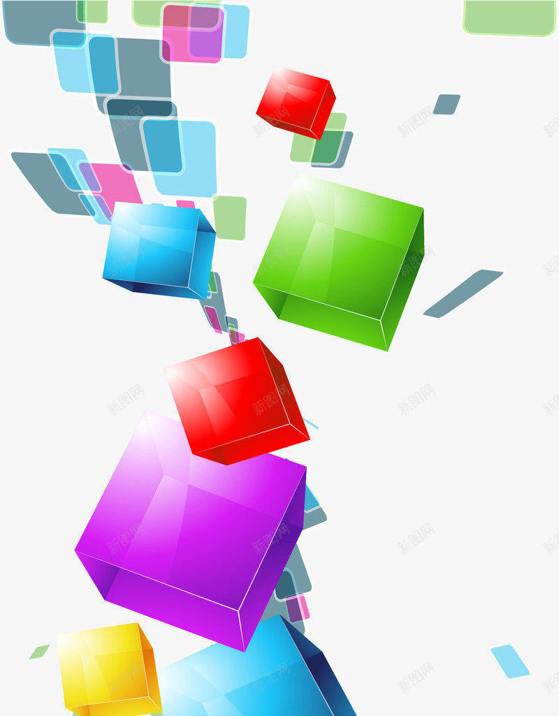 彩色漂浮的立方体png免抠素材_新图网 https://ixintu.com 彩色方块 矢量png 立体几何 立方体 艺术感 艺术海报