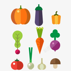 十种精美蔬菜扁平素材