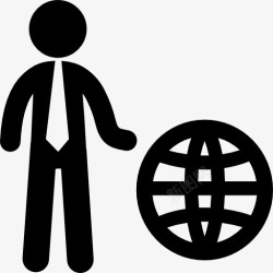 生意人的象征商人与国际符号世界电网图标高清图片