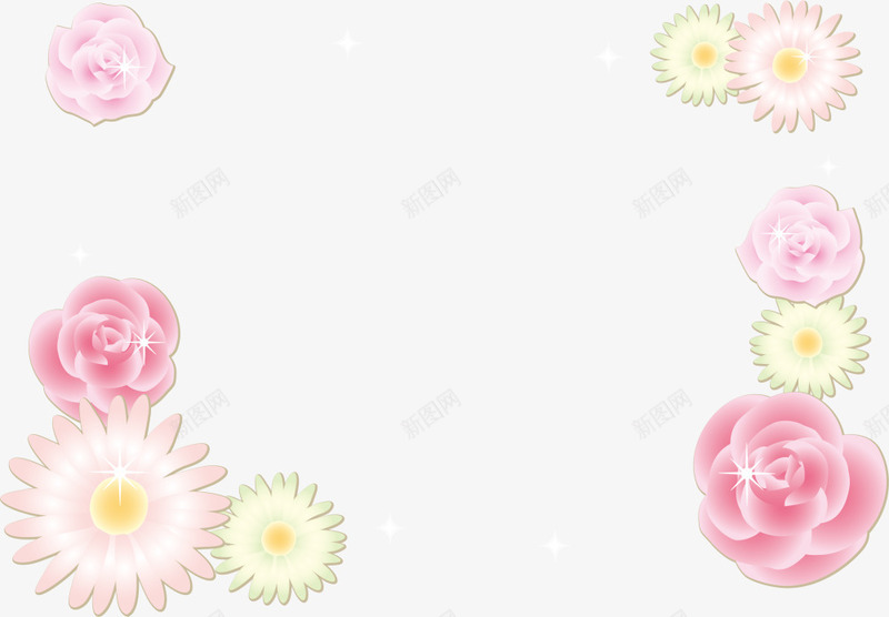 粉色美丽花朵框架png免抠素材_新图网 https://ixintu.com 春天 春季 春日 粉色花朵 花朵框架 边框纹理 鲜花