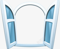 蓝色窗子卡通窗户高清图片