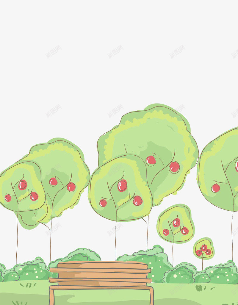 绿色果子树png免抠素材_新图网 https://ixintu.com 卡通树 大树 果子 果子树 树木 植物