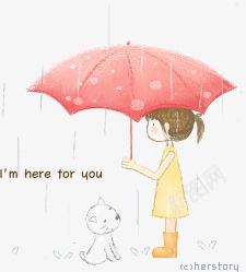 打伞的小姑娘png免抠素材_新图网 https://ixintu.com 下雨 小女孩 撑着雨伞的 猫咪 雨伞
