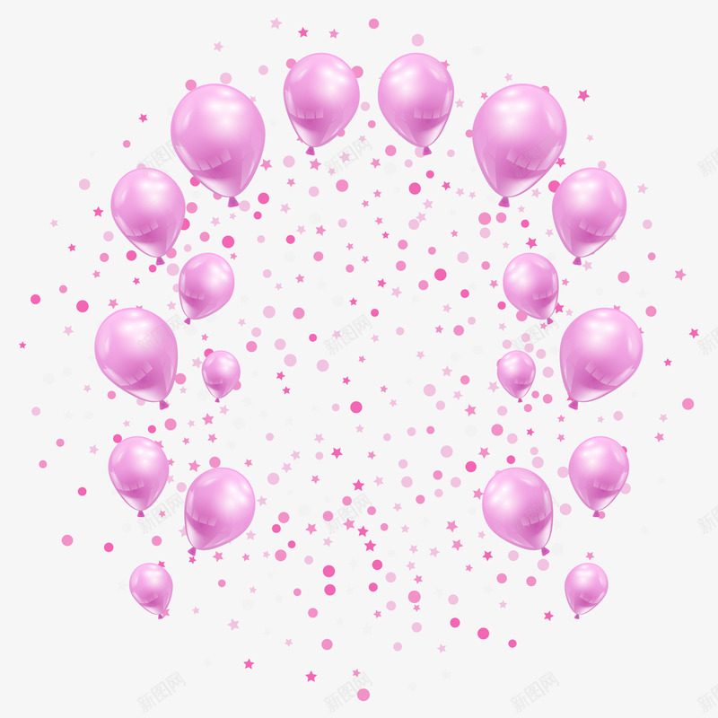 浪漫漂浮粉色气球装饰元素png免抠素材_新图网 https://ixintu.com 波点 浪漫 紫色 背景 装饰