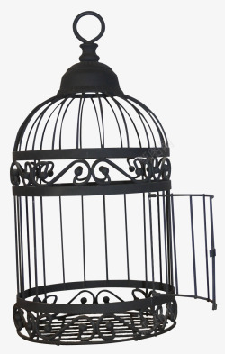 打开的鸟笼打开的黑色鸟笼高清图片