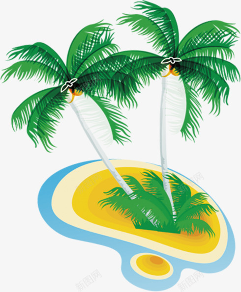 海滩椰子树背景png免抠素材_新图网 https://ixintu.com 椰子树 海滩 背景