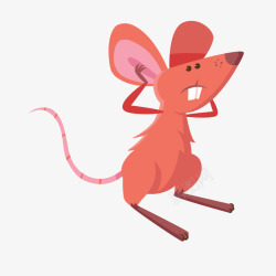 红色卡通捂耳朵老鼠矢量图素材