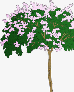 手绘粉色大树植物素材