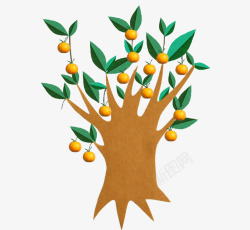 创意卡通橘子树素材