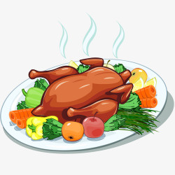 感恩节丰盛食材感恩节烤火鸡插画矢量图高清图片