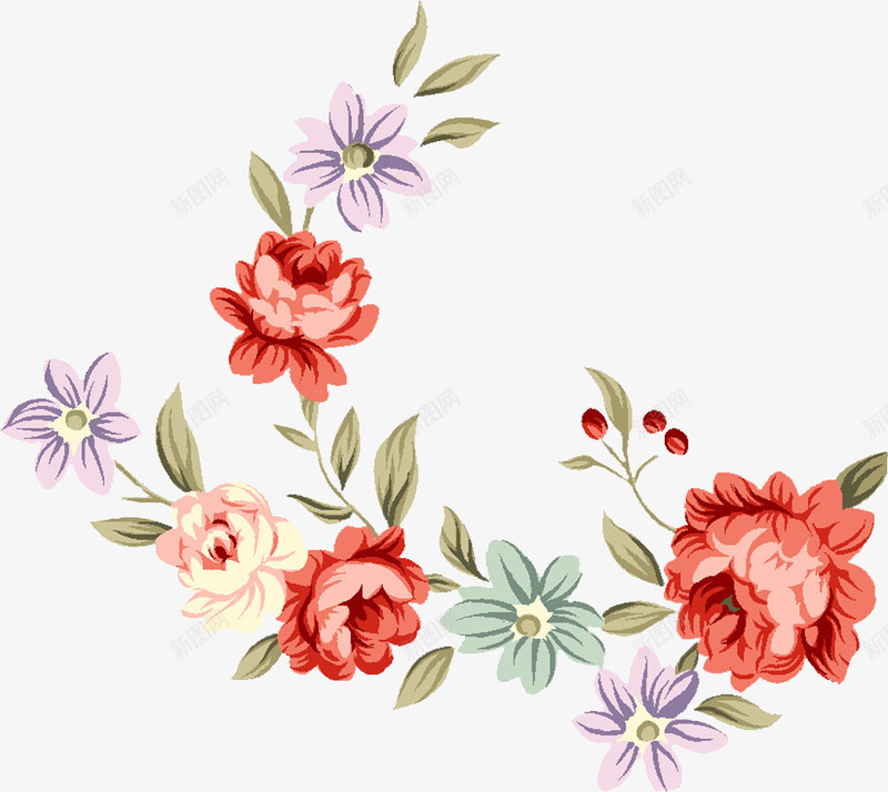 彩色花朵环png免抠素材_新图网 https://ixintu.com 数量多 美丽 花朵 鲜艳