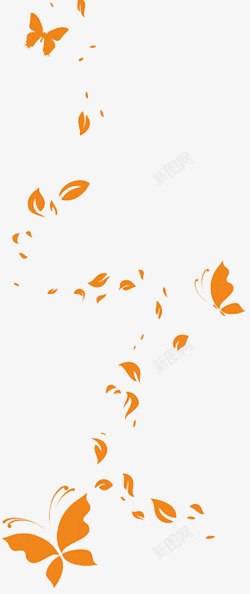 橙色蝴蝶变化漂浮素材