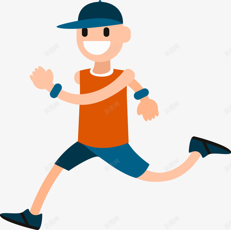 戴着帽子跑步的男人矢量图eps免抠素材_新图网 https://ixintu.com 人 卡通人 奔跑 女人 男人 矢量人 肌肉 运动 锻炼 锻炼的男人 矢量图