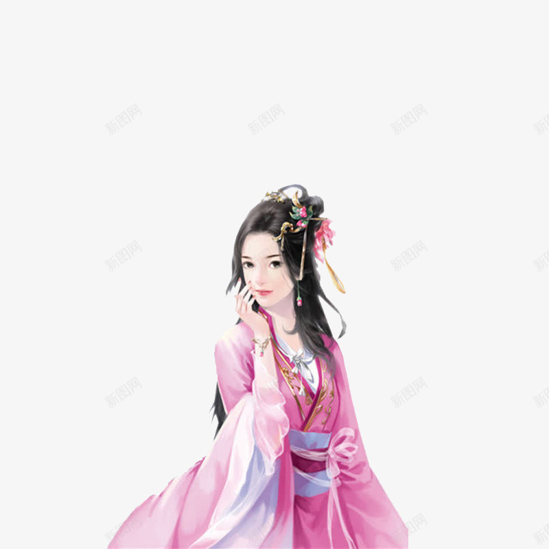 红衣女png免抠素材_新图网 https://ixintu.com 中国风 人物 卡通 古典 古装 女 手绘 插画 美女