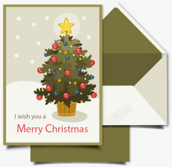 圣诞节绿色信封贺卡矢量图素材