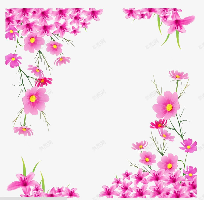 粉色花朵png免抠素材_新图网 https://ixintu.com 桔梗 粉红色的 绿色的 美丽 花朵 藤条 装饰