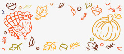 彩色的南瓜感恩节彩色线条火鸡矢量图高清图片
