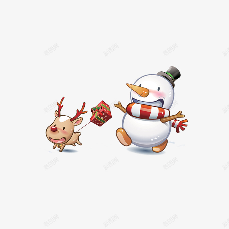 Q版卡通圣诞雪人麋鹿png免抠素材_新图网 https://ixintu.com 卡通 圣诞 雪人 麋鹿