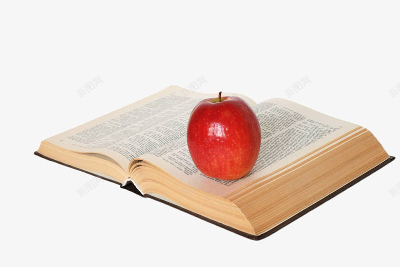 书本上的红苹果png免抠素材_新图网 https://ixintu.com 书 书本 打开 红苹果 翻书效果 翻开