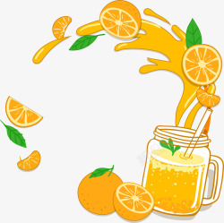 新鲜橙汁边框矢量图素材