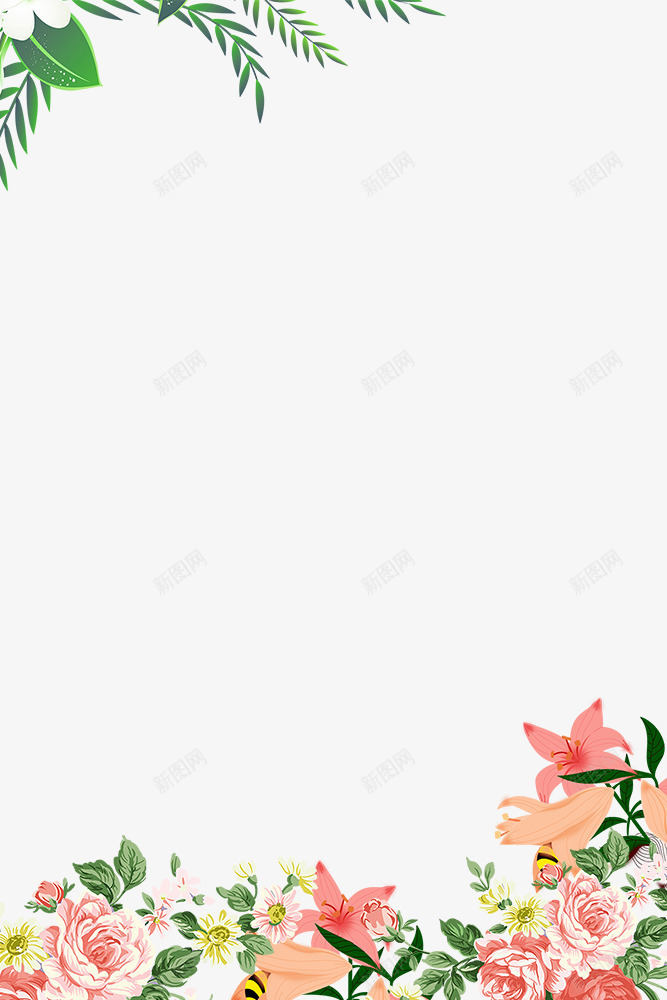 春季田园花朵装饰边框psd免抠素材_新图网 https://ixintu.com 叶子装饰 大自然景色 春季 春色 树木装饰 植物装饰 花朵装饰边框
