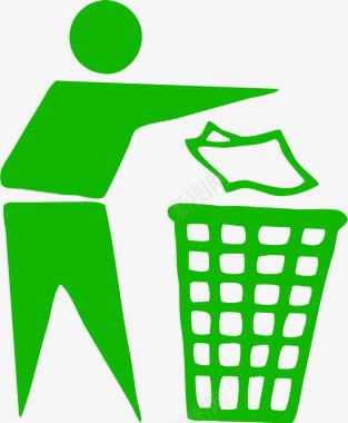 绿色环保垃圾桶装饰图标图标