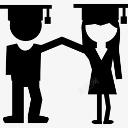 毕业生夫妇两人男人和女人图标高清图片