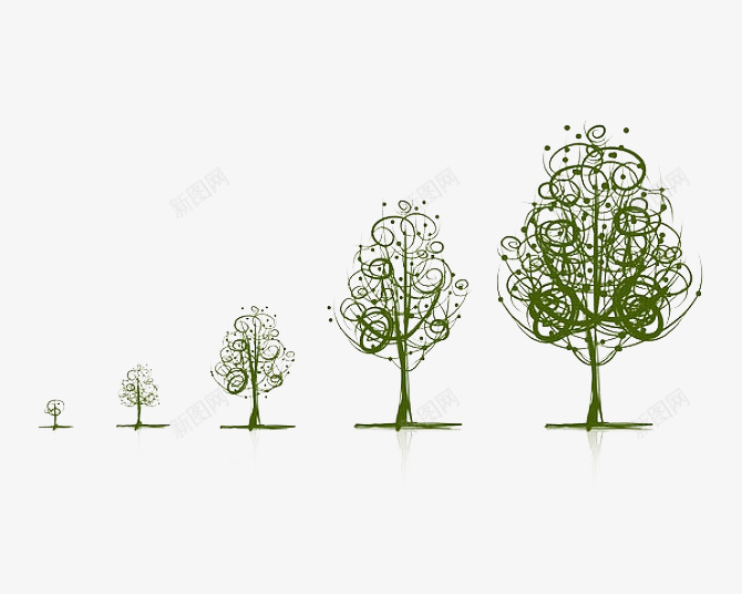 线条大树生长过程png免抠素材_新图网 https://ixintu.com 免抠 卡通手绘 发育 成长 生长发育 生长过程