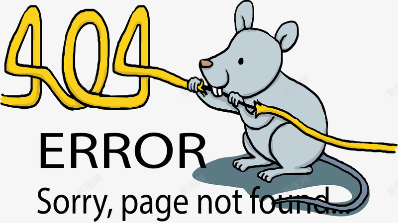 咬断电线的老鼠错误页面矢量图ai免抠素材_新图网 https://ixintu.com 404页面 咬电线 撕咬 矢量png 矢量图 网站报错 老鼠 错误页面