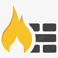 logo生成器灰色墙面和黄色火焰防火墙图标高清图片